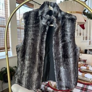 Blassport Charcoal Grey Reversible Faux Fur Vest
